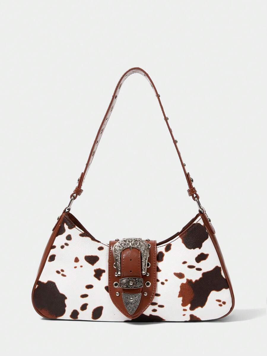 Women's Red Western Style Boho Shoulder Bag With Buckle And Embroidery Retro Cowgirl Purse Festival Party Coachella Casual Fashion Bag