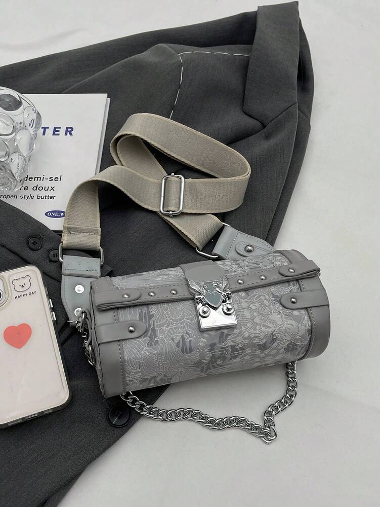Small Square Shoulder Handbag With Chain Strap Casual Minimalist Crossbody Bag Smooth Zipper PU Leather Material Autumn Winter Purse