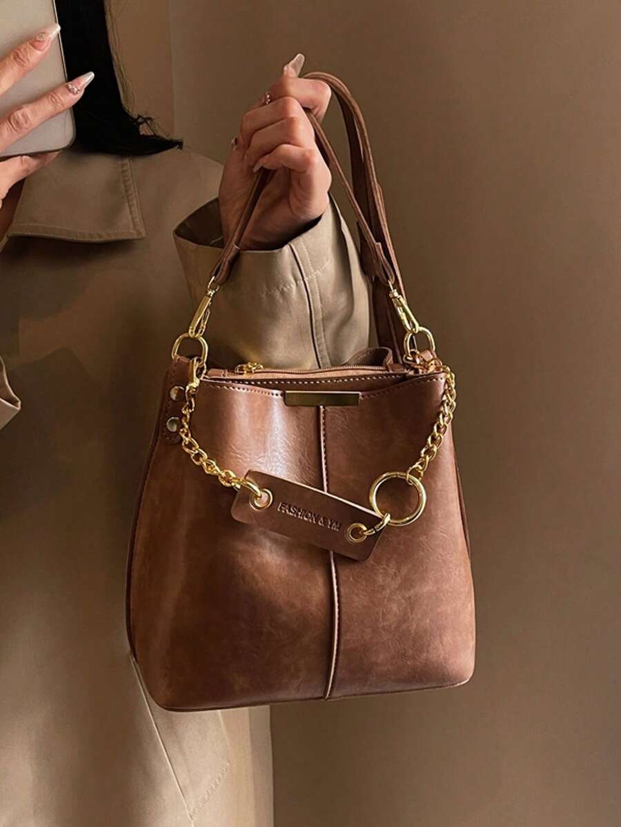 Women's Fashion Bucket Bag Unique Design Shoulder Handbag Versatile Casual Purse For College Office Work Shopping Travel Picnic Use