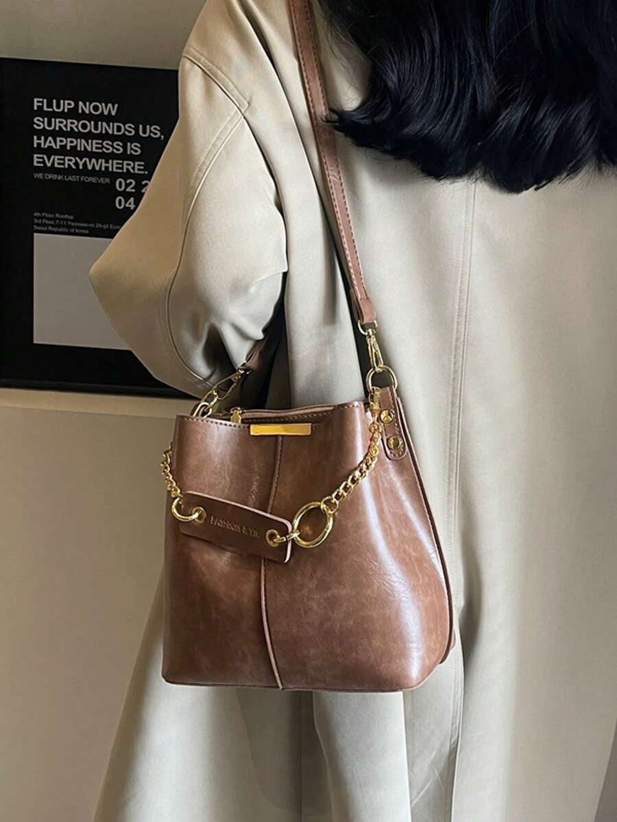 Women's Fashion Bucket Bag Unique Design Shoulder Handbag Versatile Casual Purse For College Office Work Shopping Travel Picnic Use