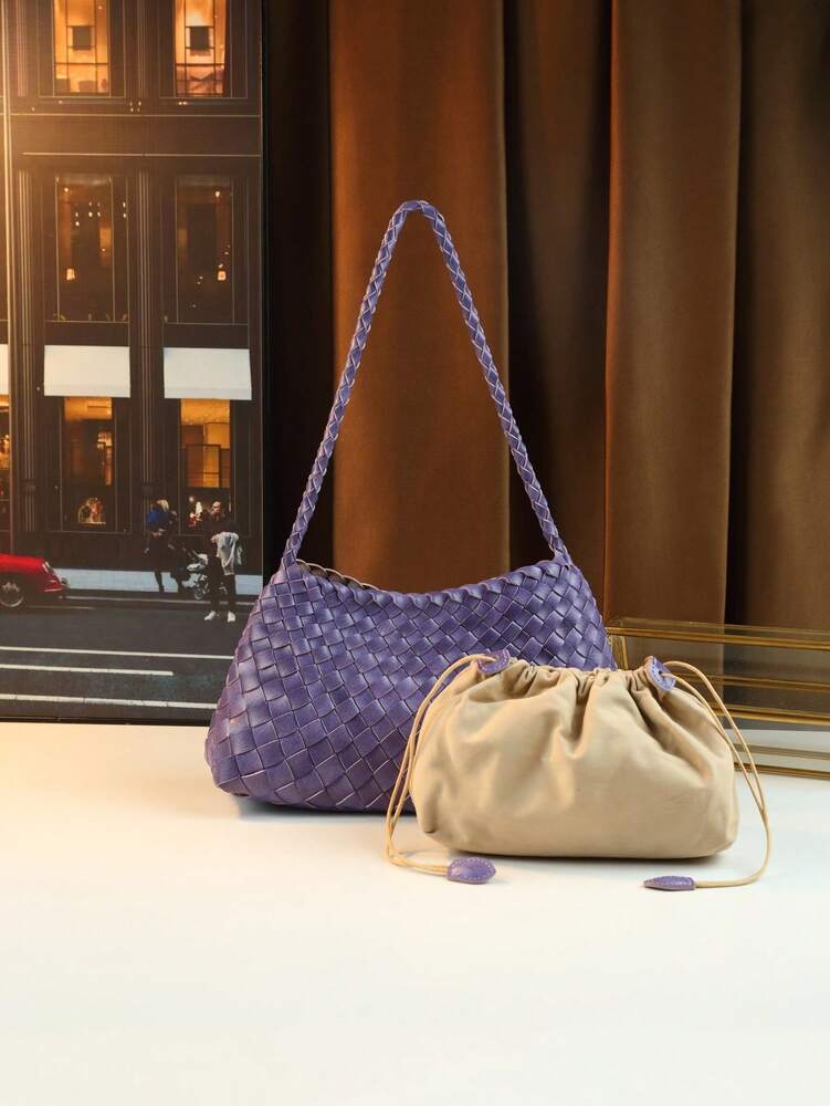 Women's Woven Shoulder Tote Bag Casual Fashion Underarm Purse Elegant Handbag 2025 New Style Commuter Office Shopping Daily Use Bag