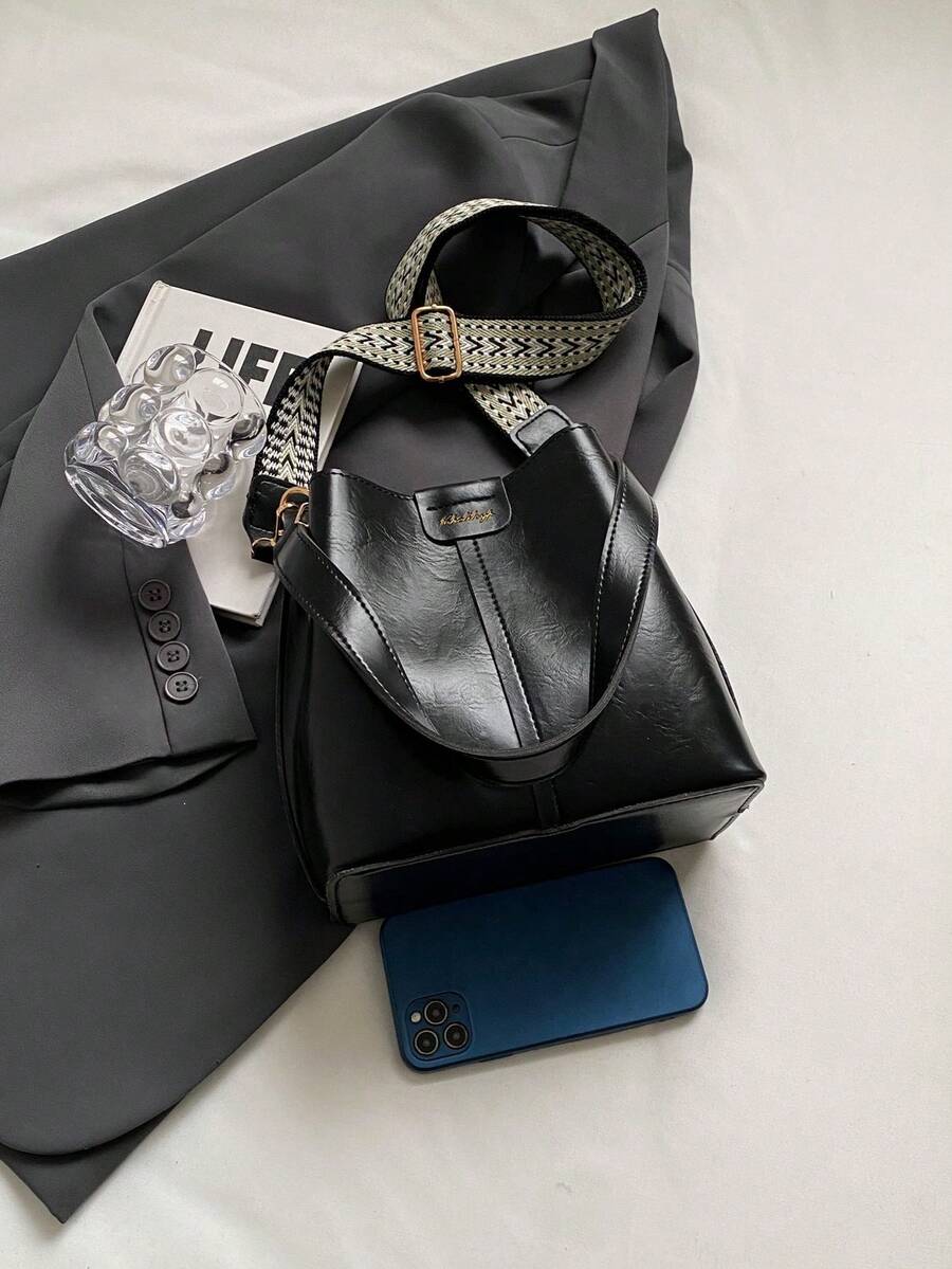 Women's Mini Solid Color PU Leather Bucket Bag Retro Summer Shoulder Handbag Casual Fashion Tote Versatile Daily Travel Party Purse