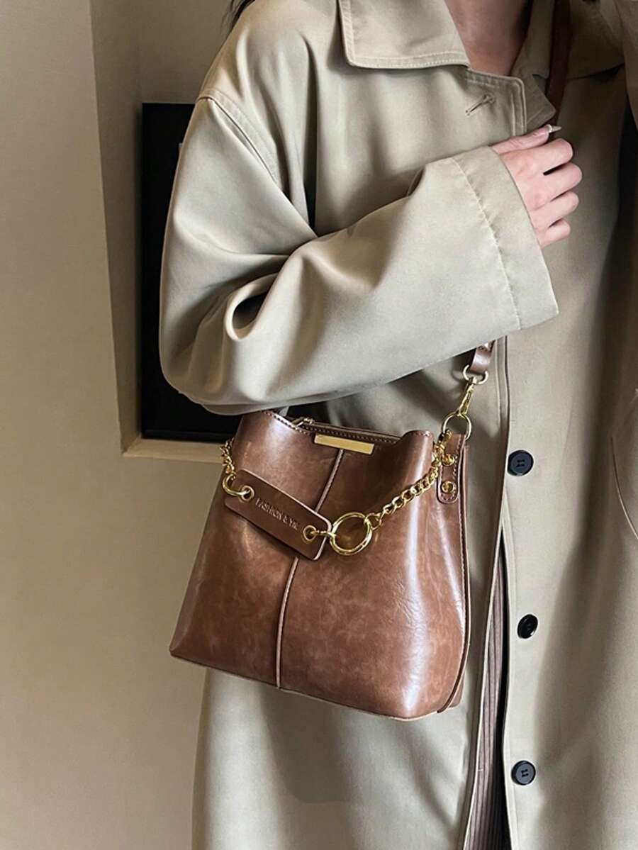 Women's Fashion Bucket Bag Unique Design Shoulder Handbag Versatile Casual Purse For College Office Work Shopping Travel Picnic Use