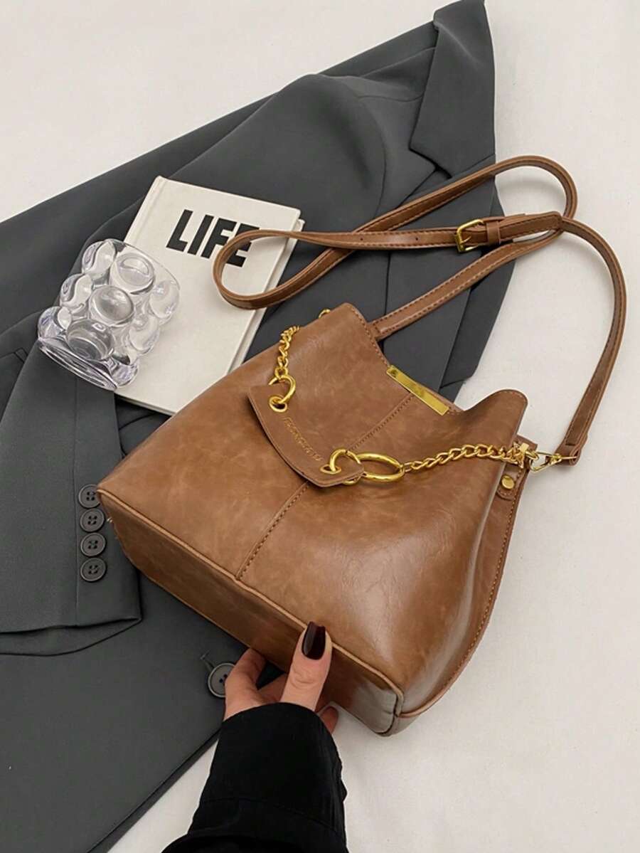 Women's Fashion Bucket Bag Unique Design Shoulder Handbag Versatile Casual Purse For College Office Work Shopping Travel Picnic Use