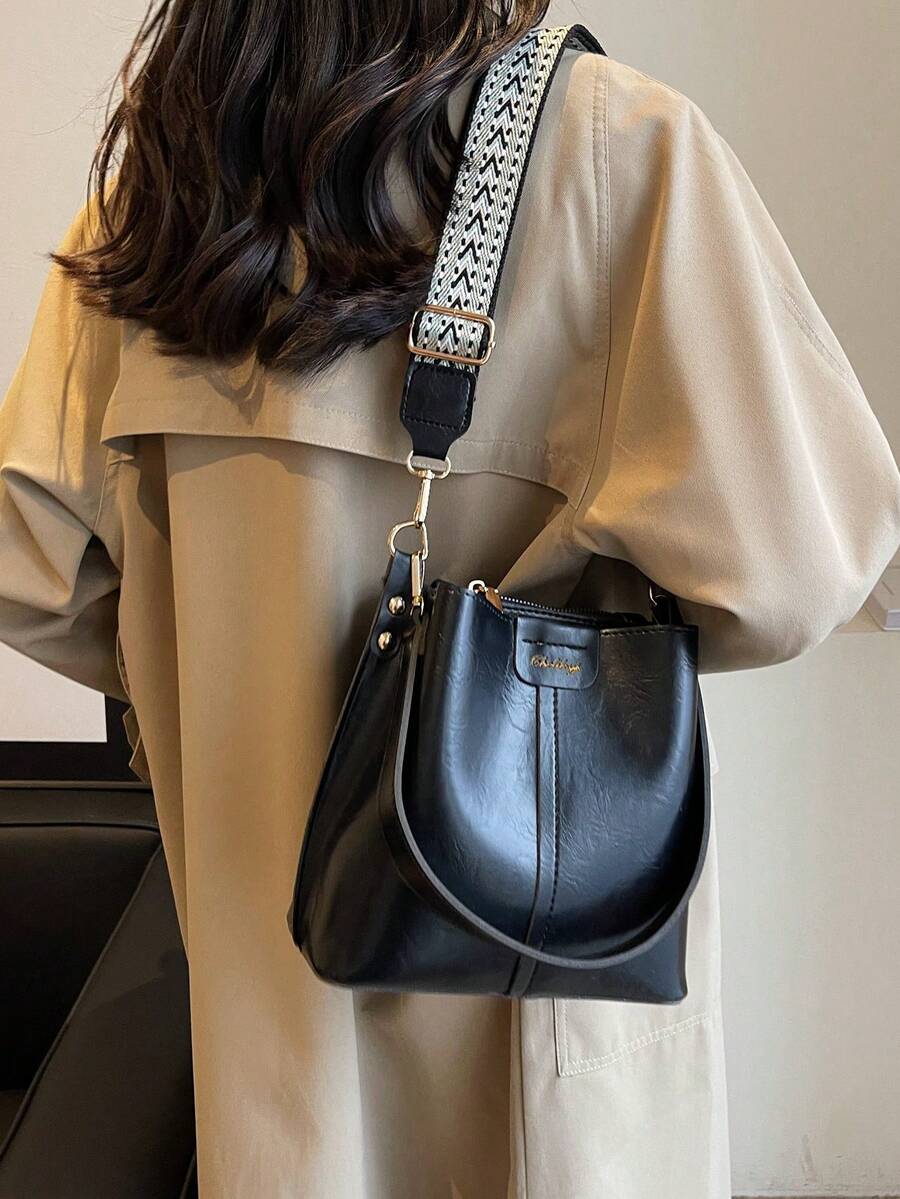 Women's Mini Solid Color PU Leather Bucket Bag Retro Summer Shoulder Handbag Casual Fashion Tote Versatile Daily Travel Party Purse