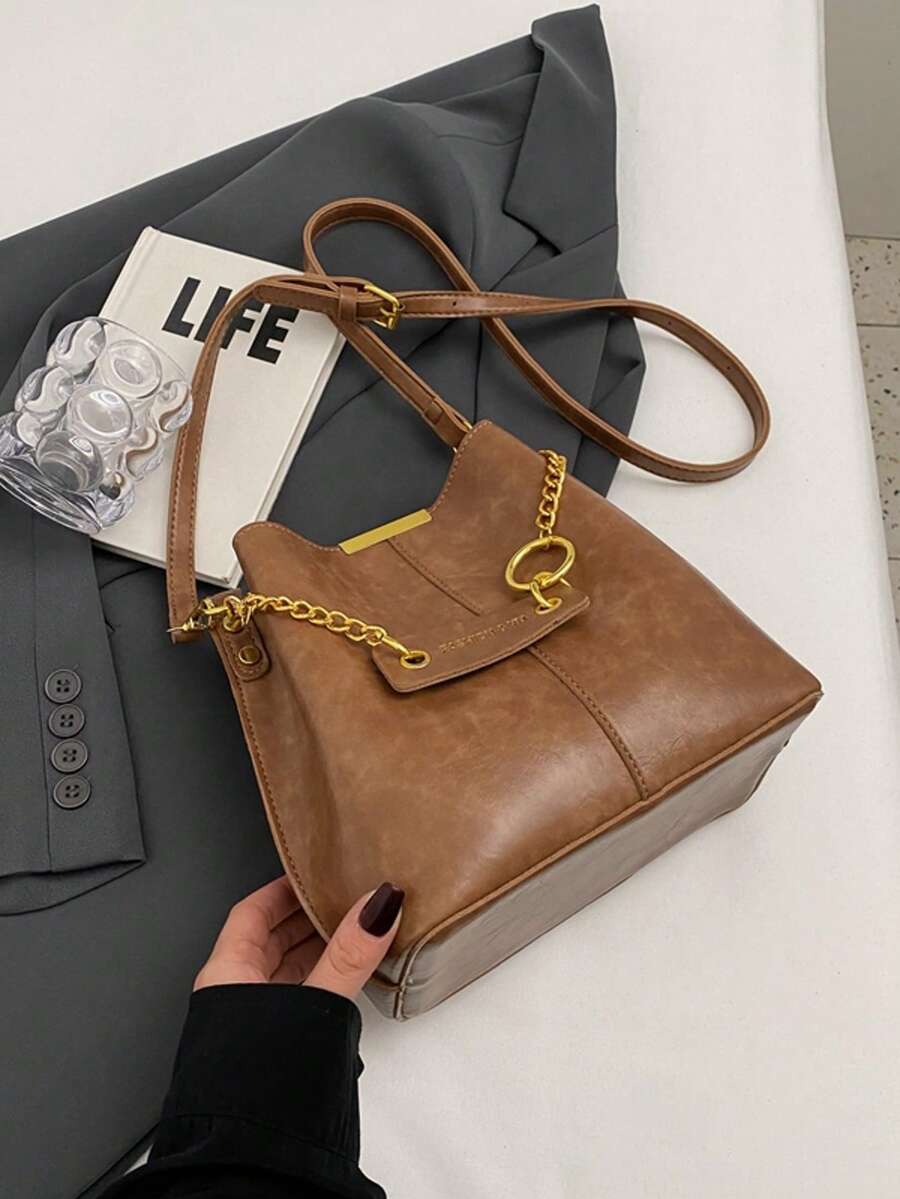 Women's Fashion Bucket Bag Unique Design Shoulder Handbag Versatile Casual Purse For College Office Work Shopping Travel Picnic Use