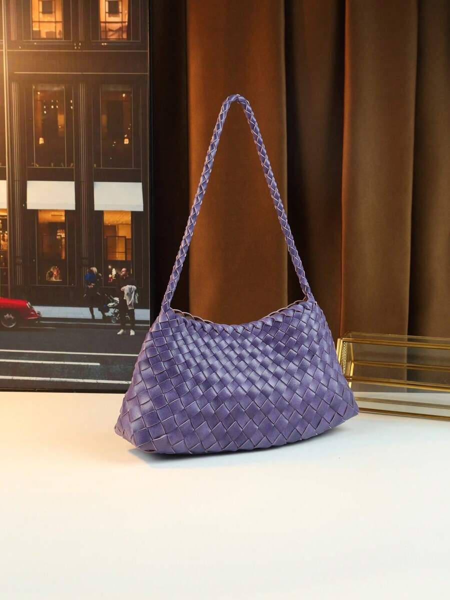 Women's Woven Shoulder Tote Bag Casual Fashion Underarm Purse Elegant Handbag 2025 New Style Commuter Office Shopping Daily Use Bag
