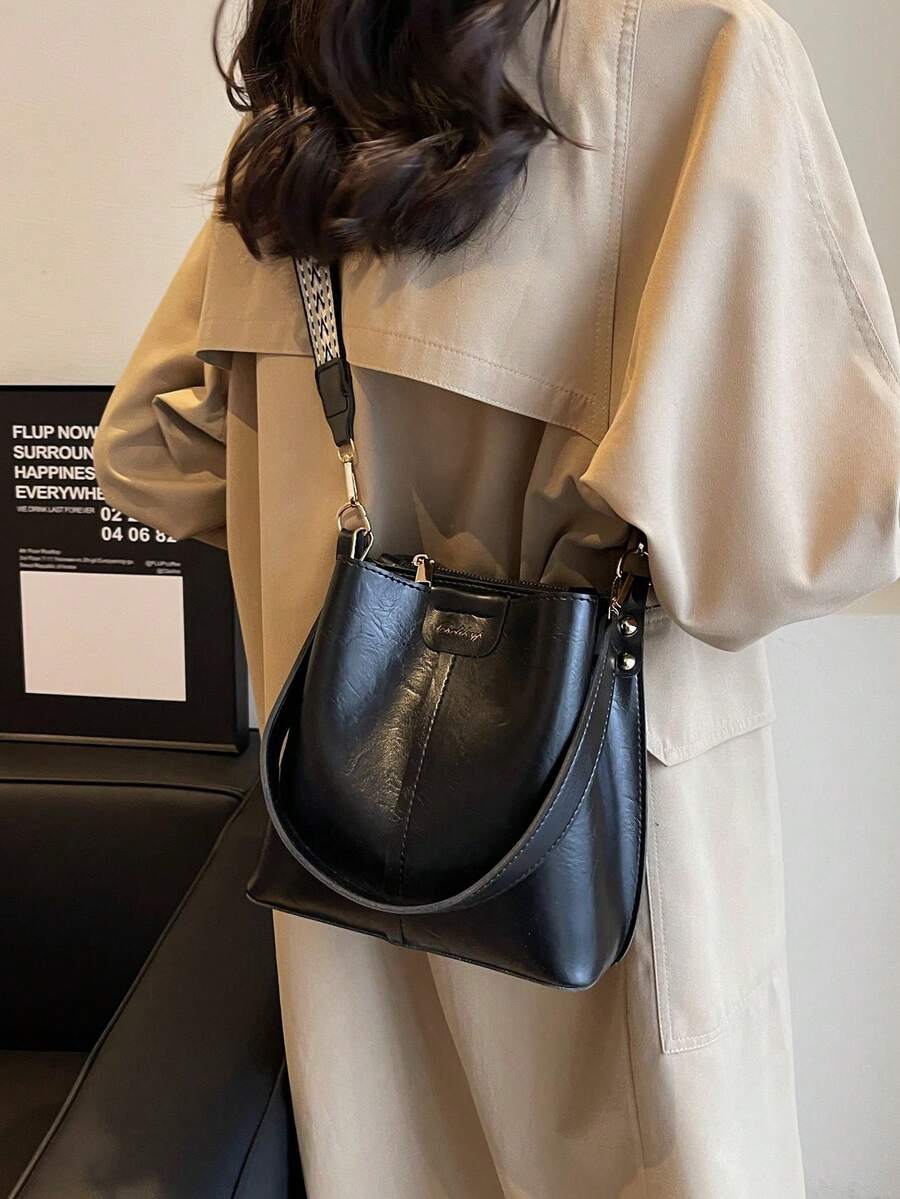 Women's Mini Solid Color PU Leather Bucket Bag Retro Summer Shoulder Handbag Casual Fashion Tote Versatile Daily Travel Party Purse