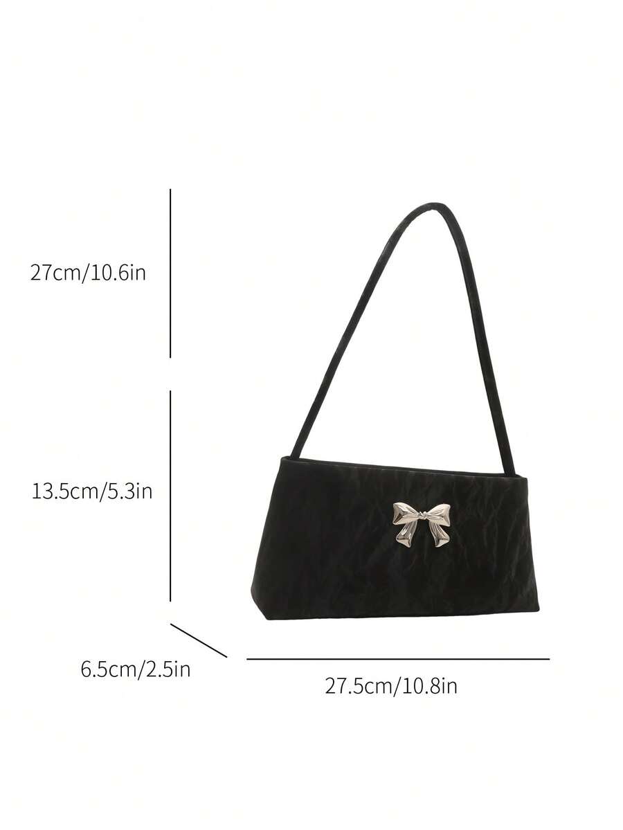 Women's Shoulder Bag With Bow Decoration Square Underarm Purse Elegant Fashion Bow Handbag Cute Casual Daily Party Outfit Accessory