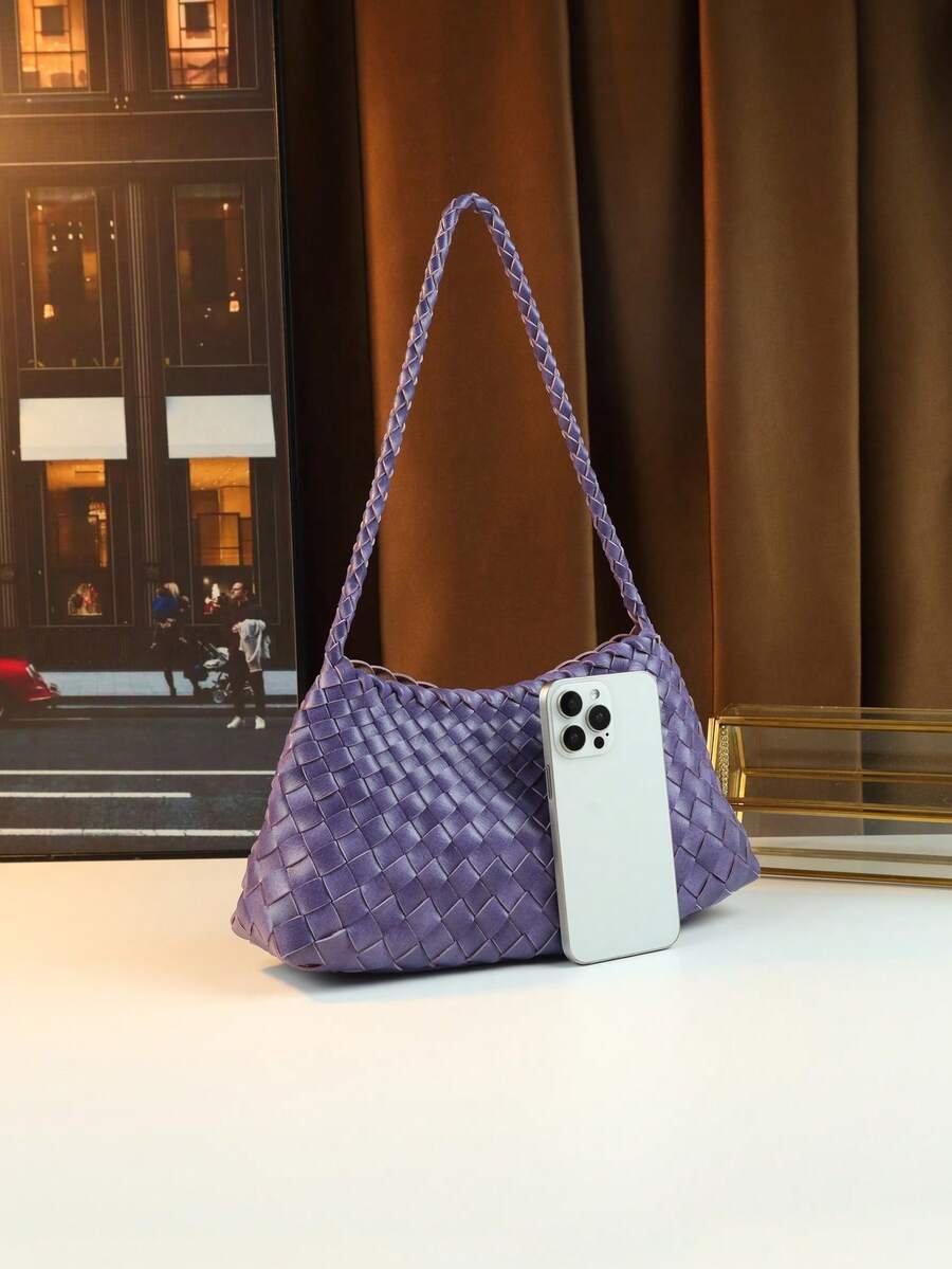 Women's Woven Shoulder Tote Bag Casual Fashion Underarm Purse Elegant Handbag 2025 New Style Commuter Office Shopping Daily Use Bag