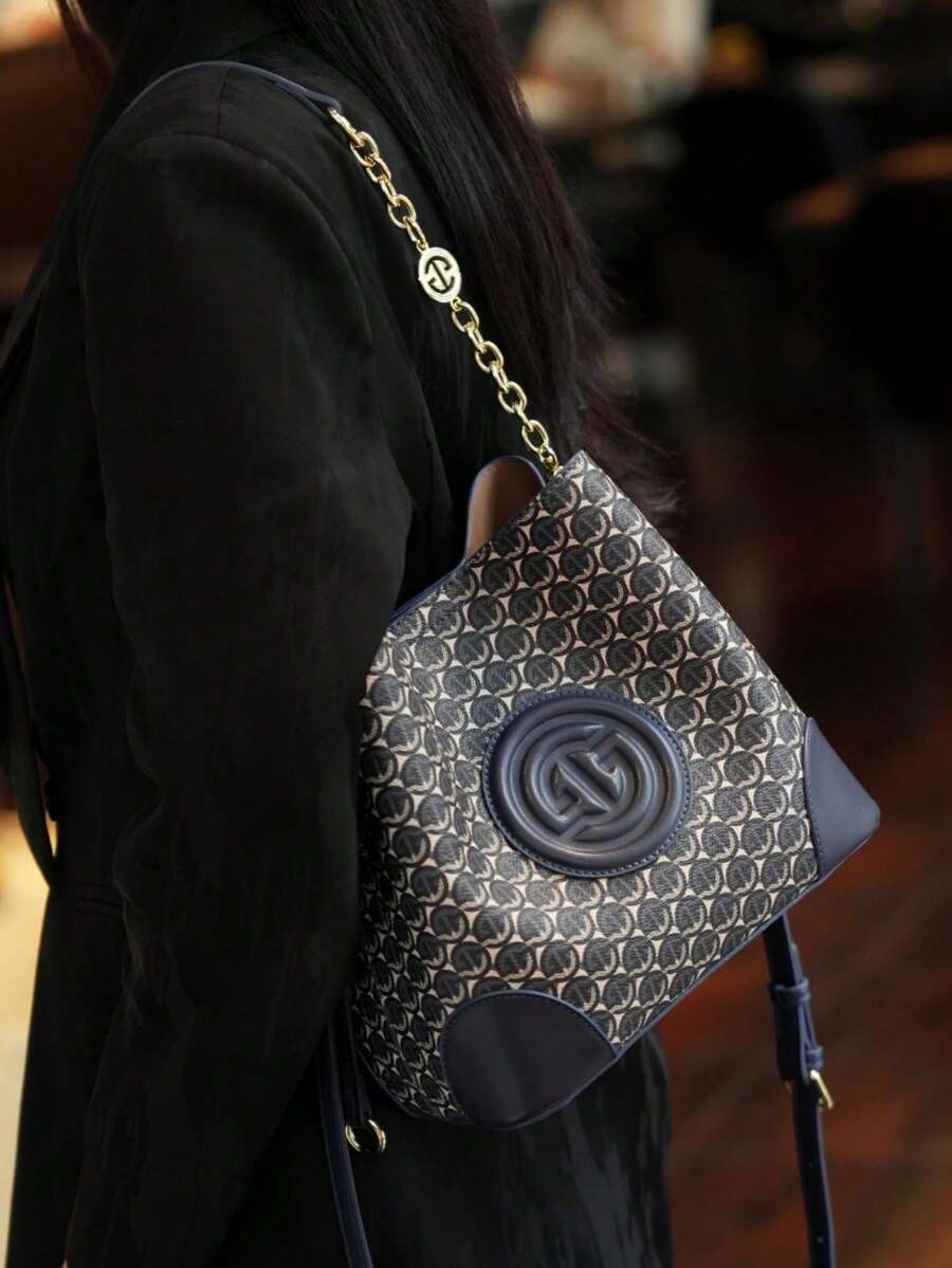 Women's Light Luxury Printed Bucket Bag Shoulder Handbag Old Money Style Fashion Purse Crossbody Tote Elegant Daily Casual Office Wear
