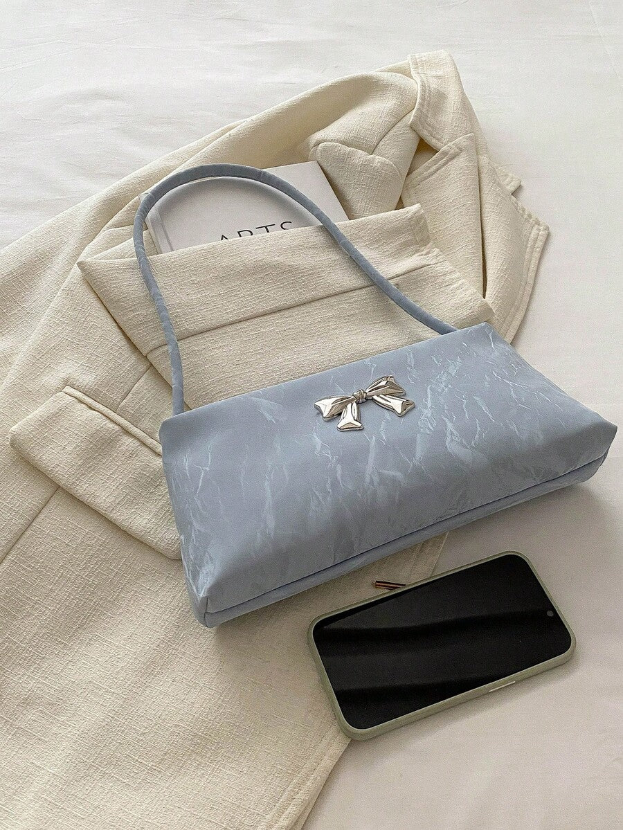 Women's Shoulder Bag With Bow Decoration Square Underarm Purse Elegant Fashion Bow Handbag Cute Casual Daily Party Outfit Accessory