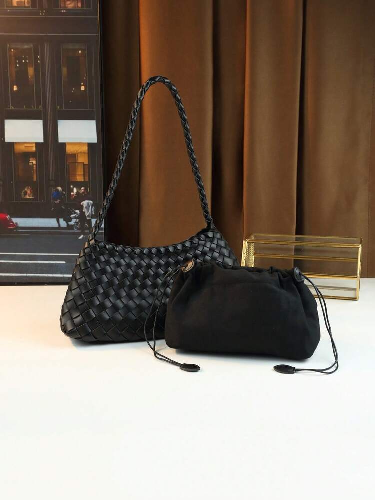 Women's Woven Shoulder Tote Bag Casual Fashion Underarm Purse Elegant Handbag 2025 New Style Commuter Office Shopping Daily Use Bag
