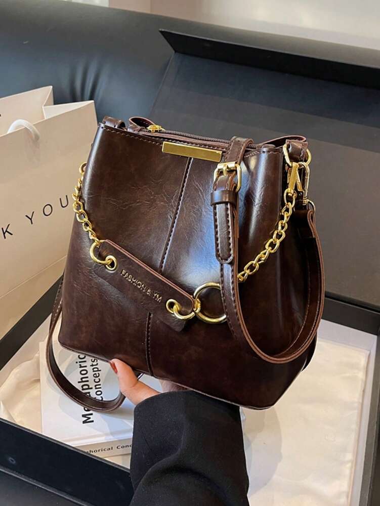 Women's Fashion Bucket Bag Unique Design Shoulder Handbag Versatile Casual Purse For College Office Work Shopping Travel Picnic Use