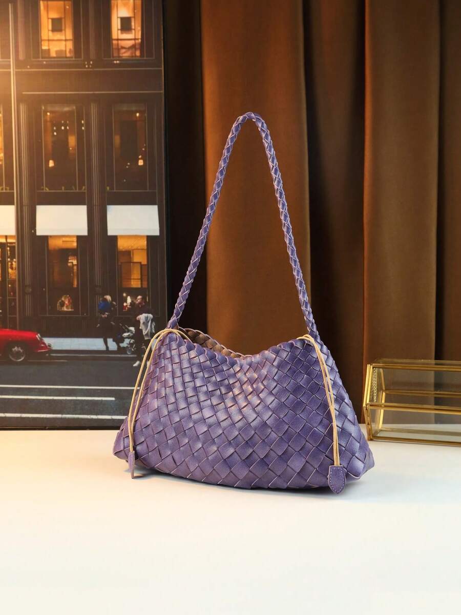 Women's Woven Shoulder Tote Bag Casual Fashion Underarm Purse Elegant Handbag 2025 New Style Commuter Office Shopping Daily Use Bag