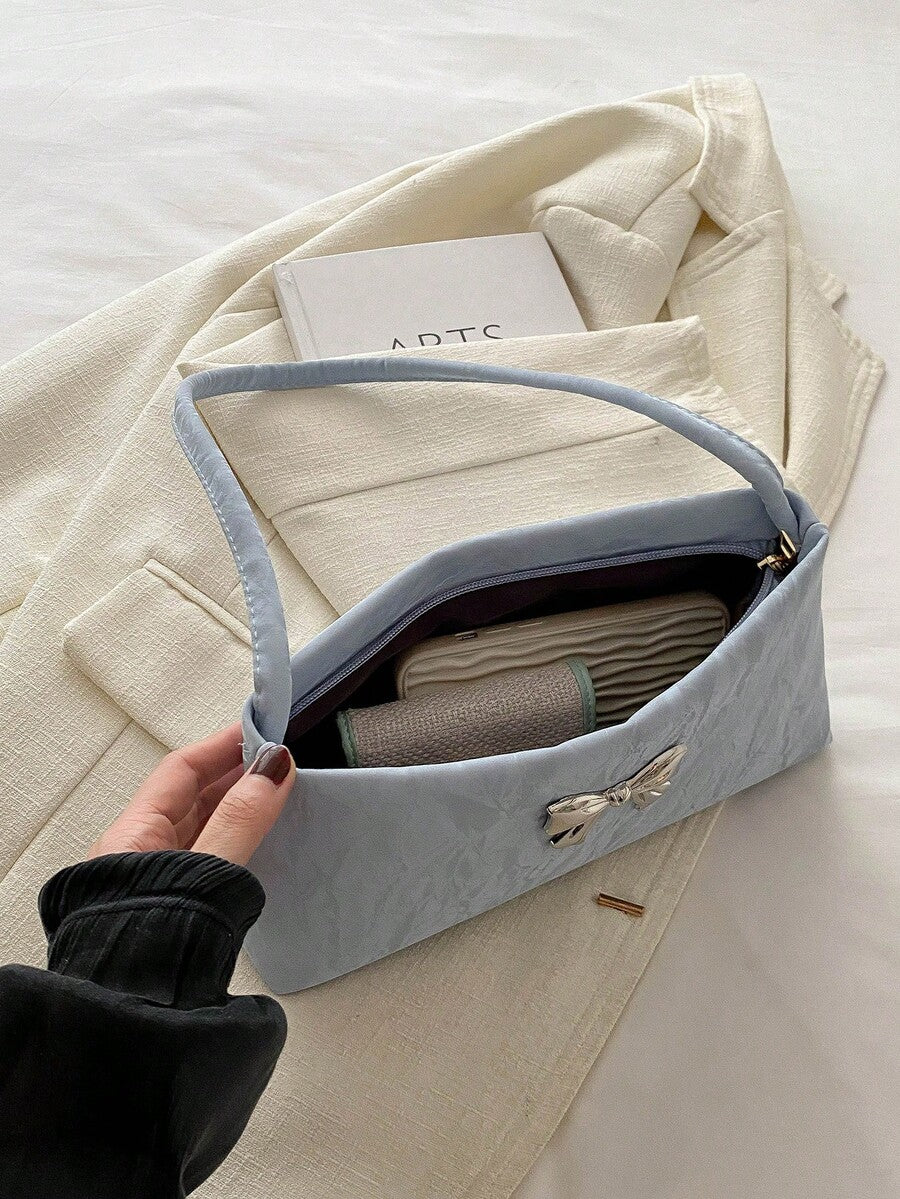Women's Shoulder Bag With Bow Decoration Square Underarm Purse Elegant Fashion Bow Handbag Cute Casual Daily Party Outfit Accessory