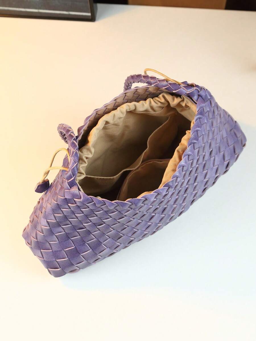 Women's Woven Shoulder Tote Bag Casual Fashion Underarm Purse Elegant Handbag 2025 New Style Commuter Office Shopping Daily Use Bag