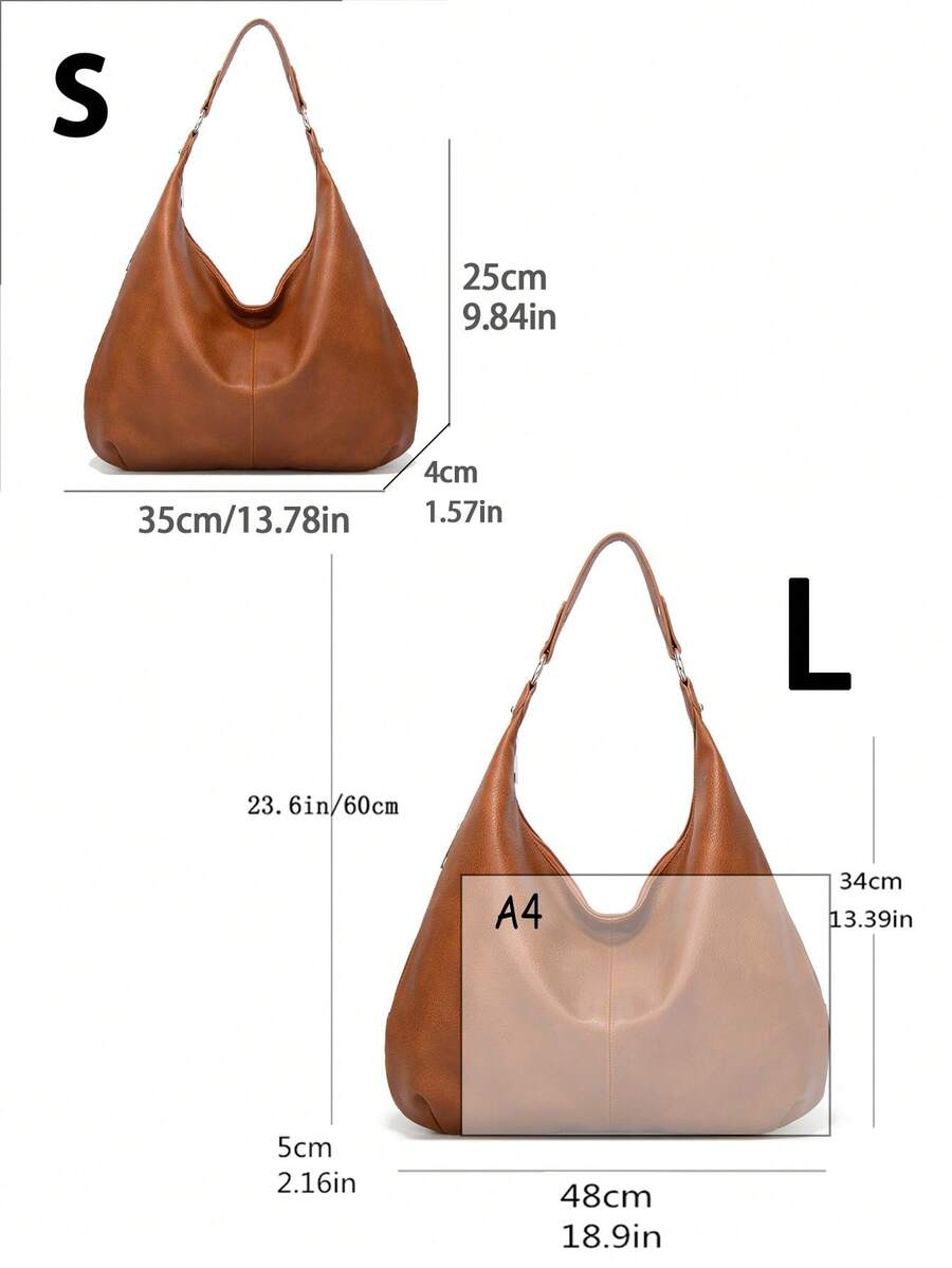 Women's Vintage Tote Bag Large Capacity Shoulder Handbag Soft Leather Hobo Purse Retro Inspired Fashion Commuter Work Business Casual