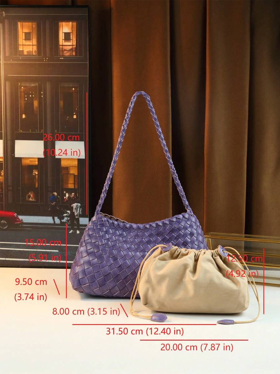 Women's Woven Shoulder Tote Bag Casual Fashion Underarm Purse Elegant Handbag 2025 New Style Commuter Office Shopping Daily Use Bag