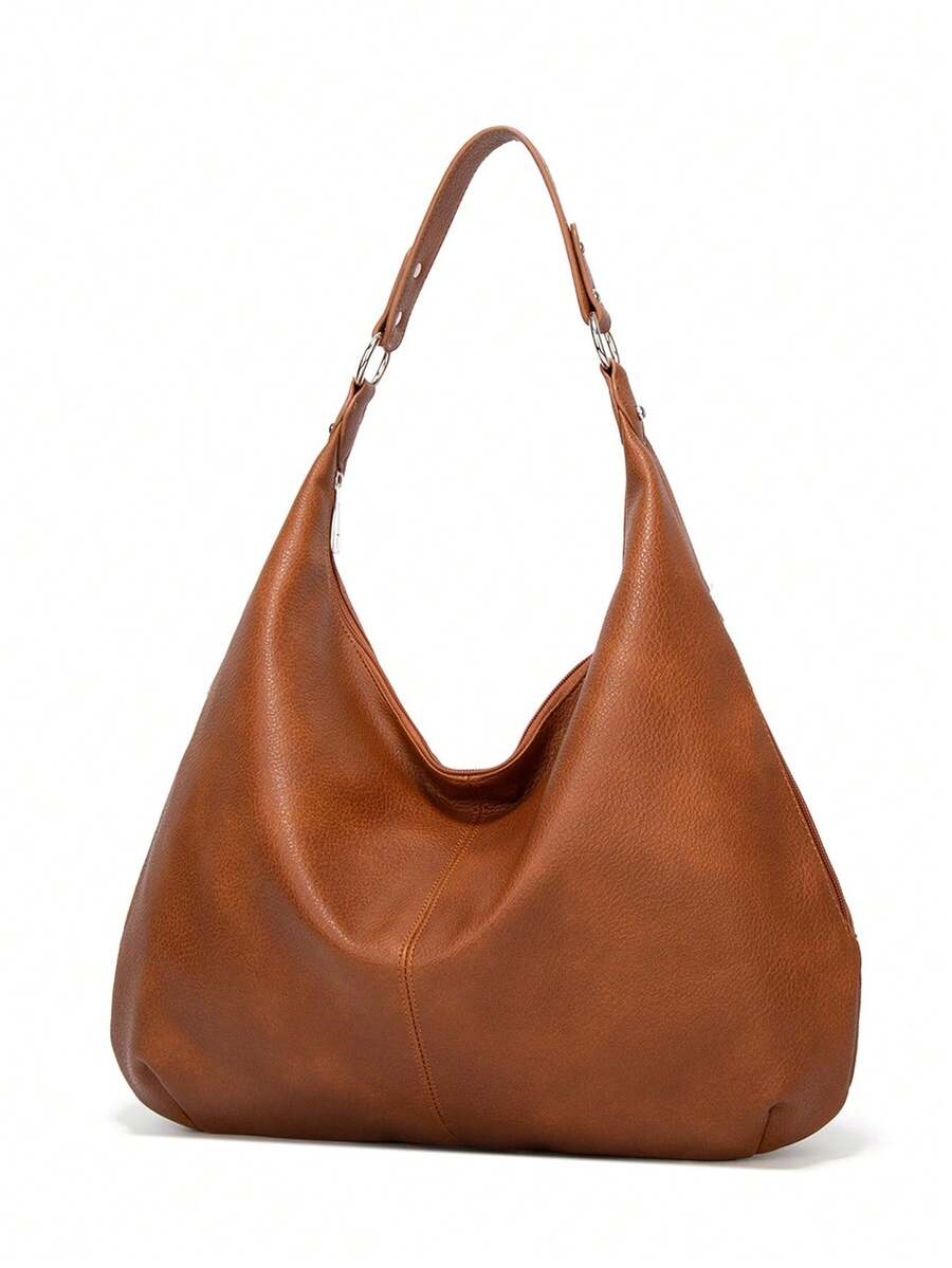 Women's Vintage Tote Bag Large Capacity Shoulder Handbag Soft Leather Hobo Purse Retro Inspired Fashion Commuter Work Business Casual