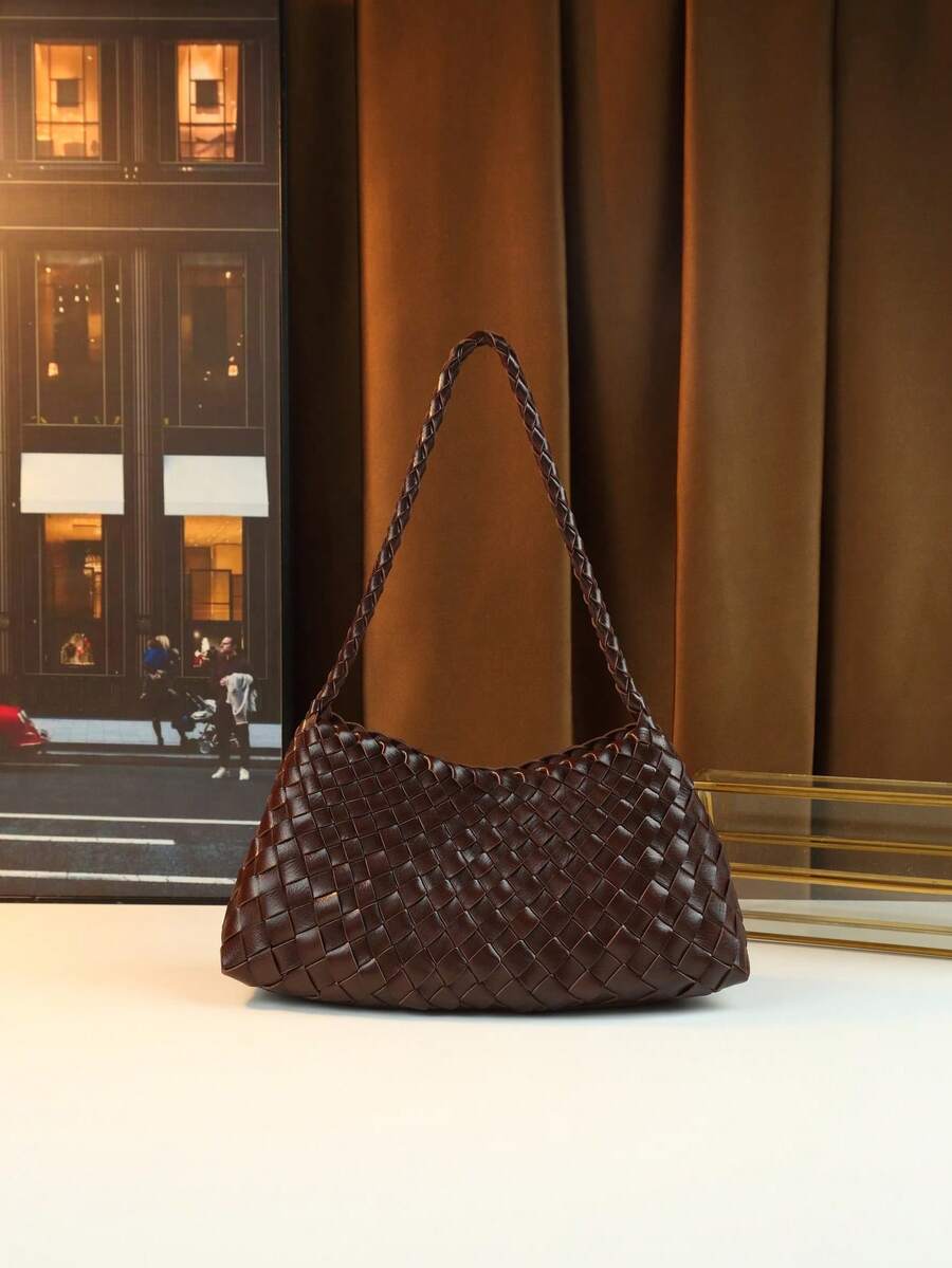 Women's Woven Shoulder Tote Bag Casual Fashion Underarm Purse Elegant Handbag 2025 New Style Commuter Office Shopping Daily Use Bag