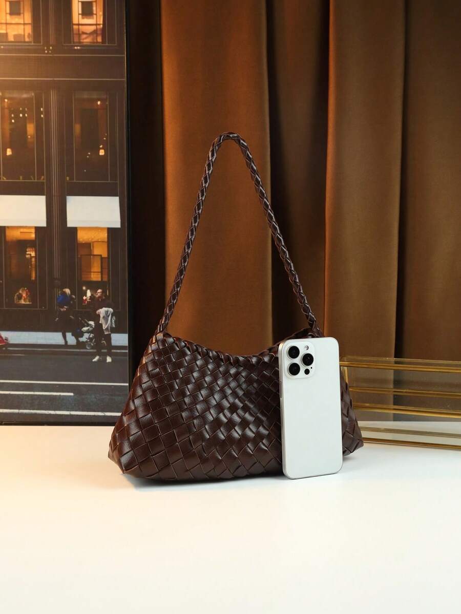Women's Woven Shoulder Tote Bag Casual Fashion Underarm Purse Elegant Handbag 2025 New Style Commuter Office Shopping Daily Use Bag