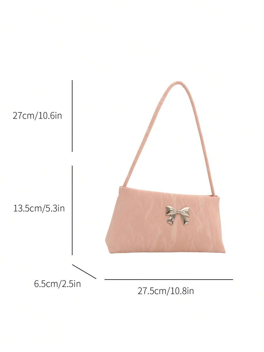 Women's Shoulder Bag With Bow Decoration Square Underarm Purse Elegant Fashion Bow Handbag Cute Casual Daily Party Outfit Accessory