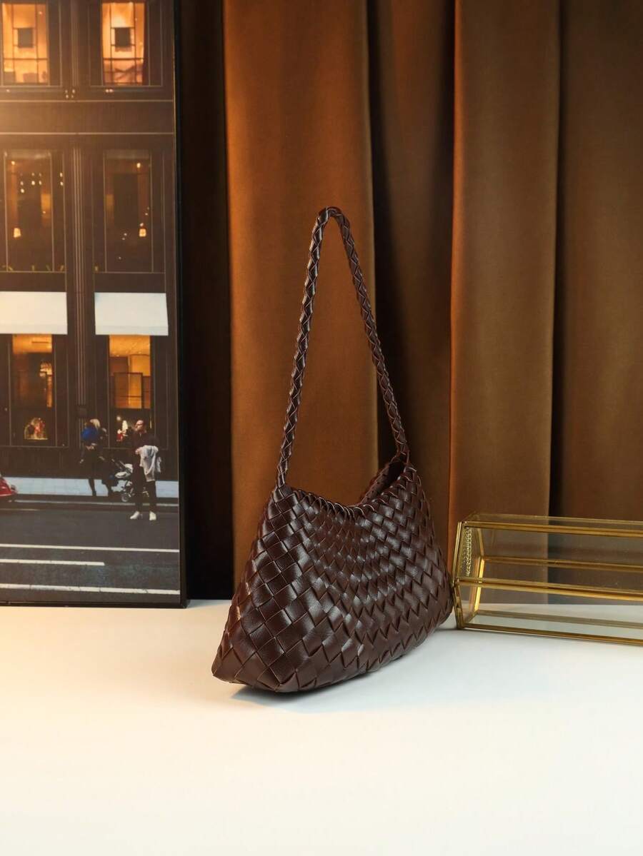 Women's Woven Shoulder Tote Bag Casual Fashion Underarm Purse Elegant Handbag 2025 New Style Commuter Office Shopping Daily Use Bag