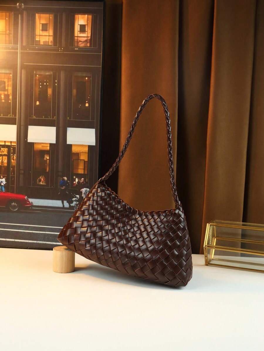 Women's Woven Shoulder Tote Bag Casual Fashion Underarm Purse Elegant Handbag 2025 New Style Commuter Office Shopping Daily Use Bag