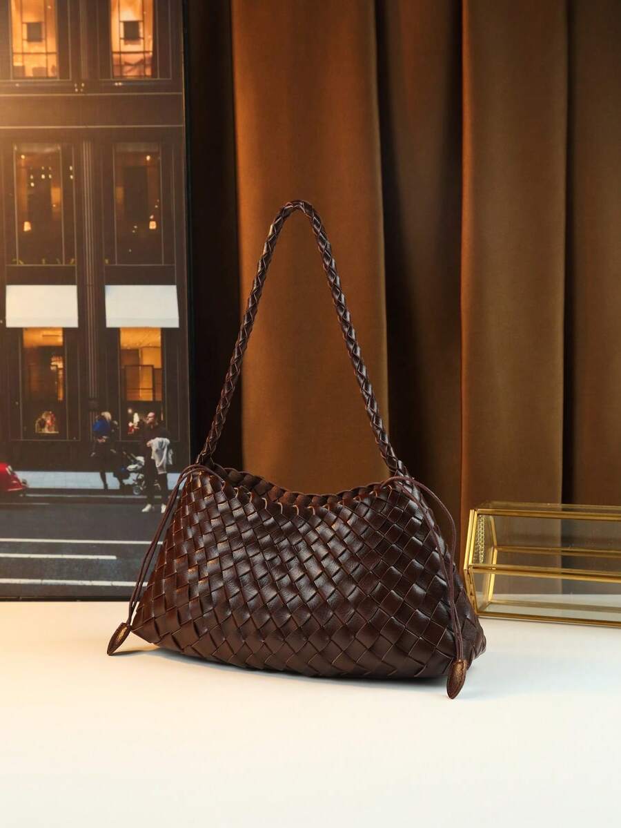 Women's Woven Shoulder Tote Bag Casual Fashion Underarm Purse Elegant Handbag 2025 New Style Commuter Office Shopping Daily Use Bag
