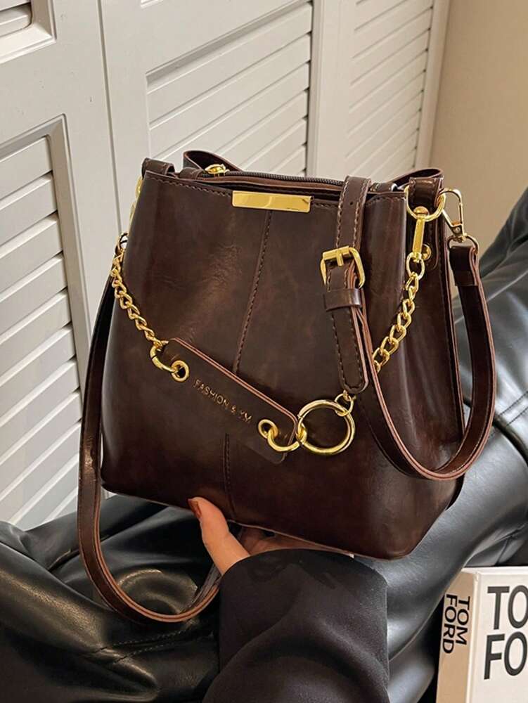 Women's Fashion Bucket Bag Unique Design Shoulder Handbag Versatile Casual Purse For College Office Work Shopping Travel Picnic Use