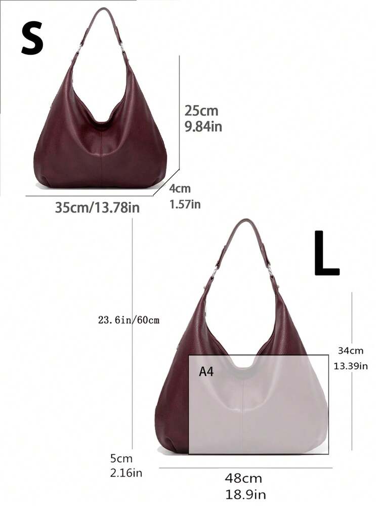 Women's Vintage Tote Bag Large Capacity Shoulder Handbag Soft Leather Hobo Purse Retro Inspired Fashion Commuter Work Business Casual