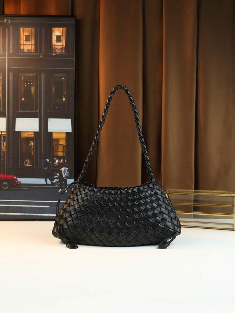 Women's Woven Shoulder Tote Bag Casual Fashion Underarm Purse Elegant Handbag 2025 New Style Commuter Office Shopping Daily Use Bag