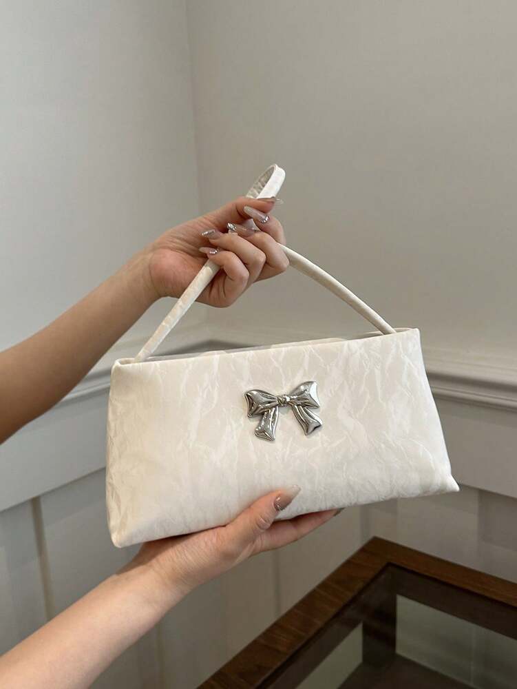 Women's Shoulder Bag With Bow Decoration Square Underarm Purse Elegant Fashion Bow Handbag Cute Casual Daily Party Outfit Accessory