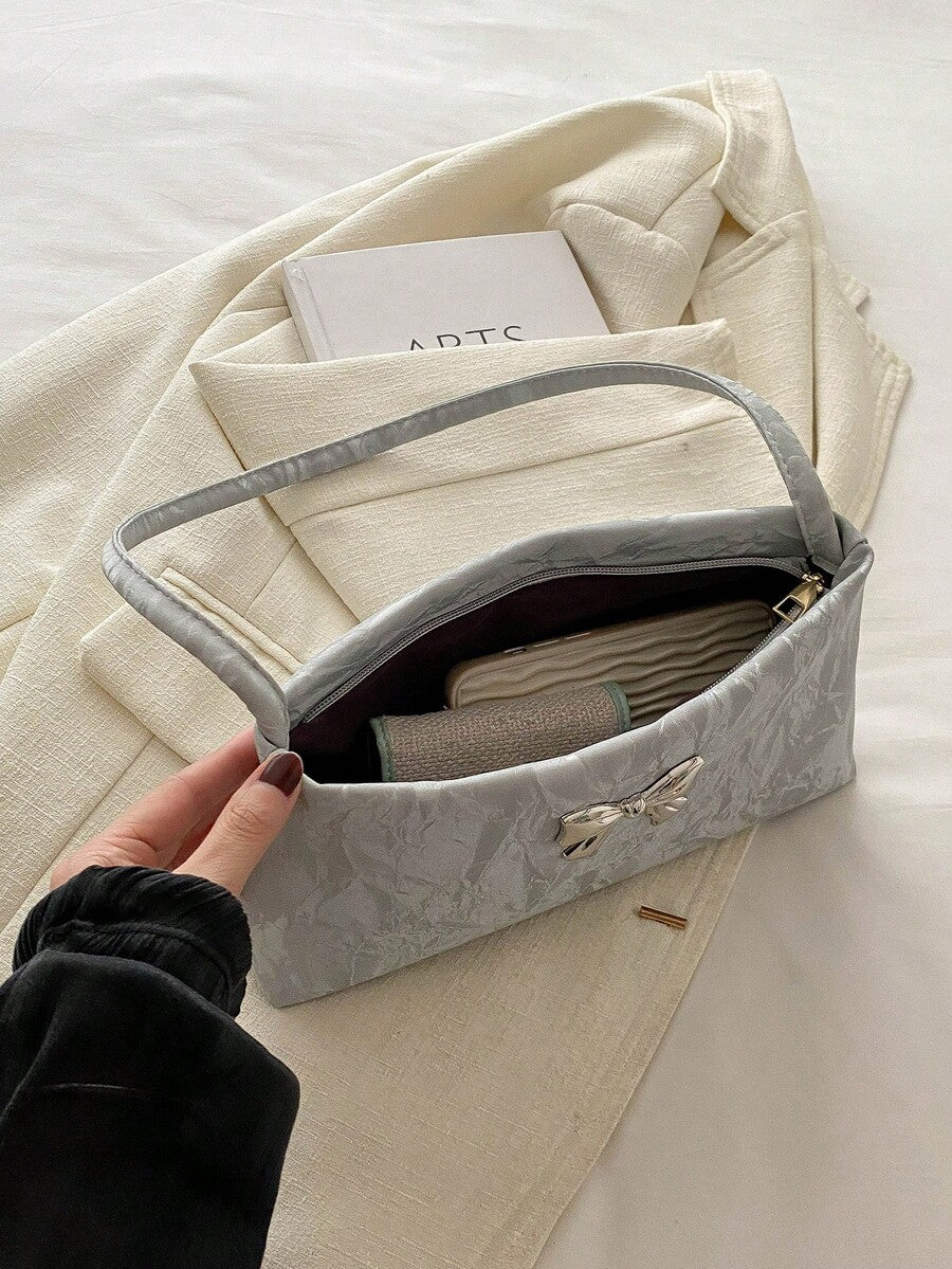 Women's Shoulder Bag With Bow Decoration Square Underarm Purse Elegant Fashion Bow Handbag Cute Casual Daily Party Outfit Accessory