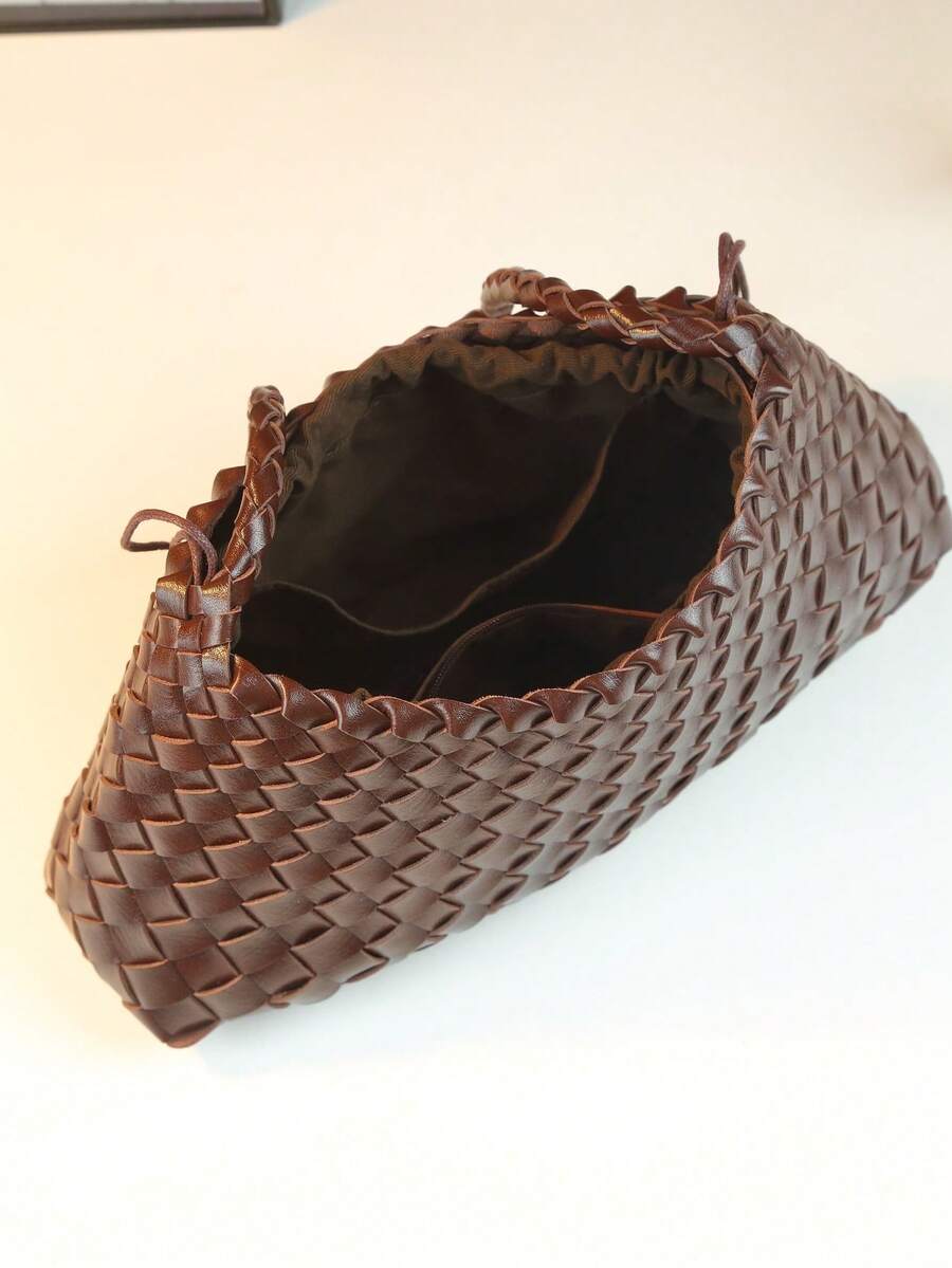 Women's Woven Shoulder Tote Bag Casual Fashion Underarm Purse Elegant Handbag 2025 New Style Commuter Office Shopping Daily Use Bag