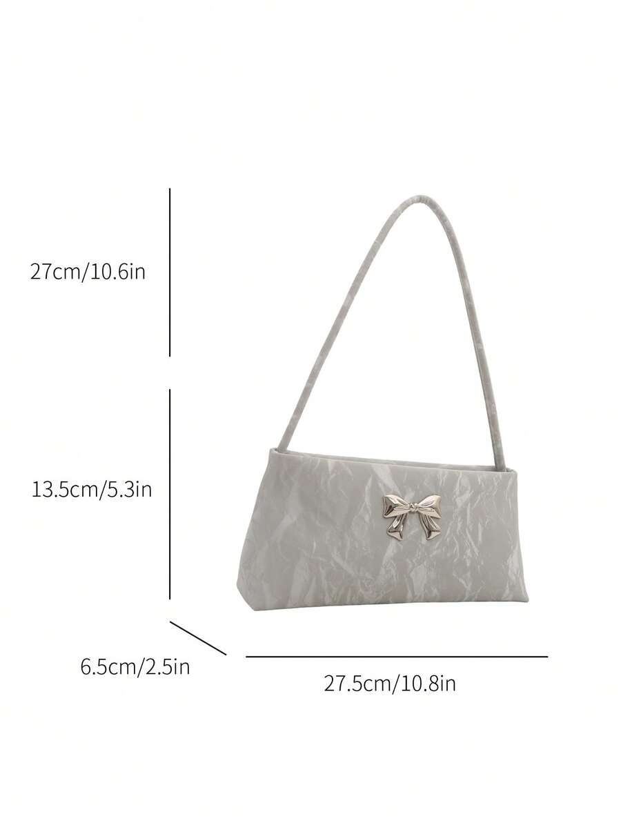 Women's Shoulder Bag With Bow Decoration Square Underarm Purse Elegant Fashion Bow Handbag Cute Casual Daily Party Outfit Accessory