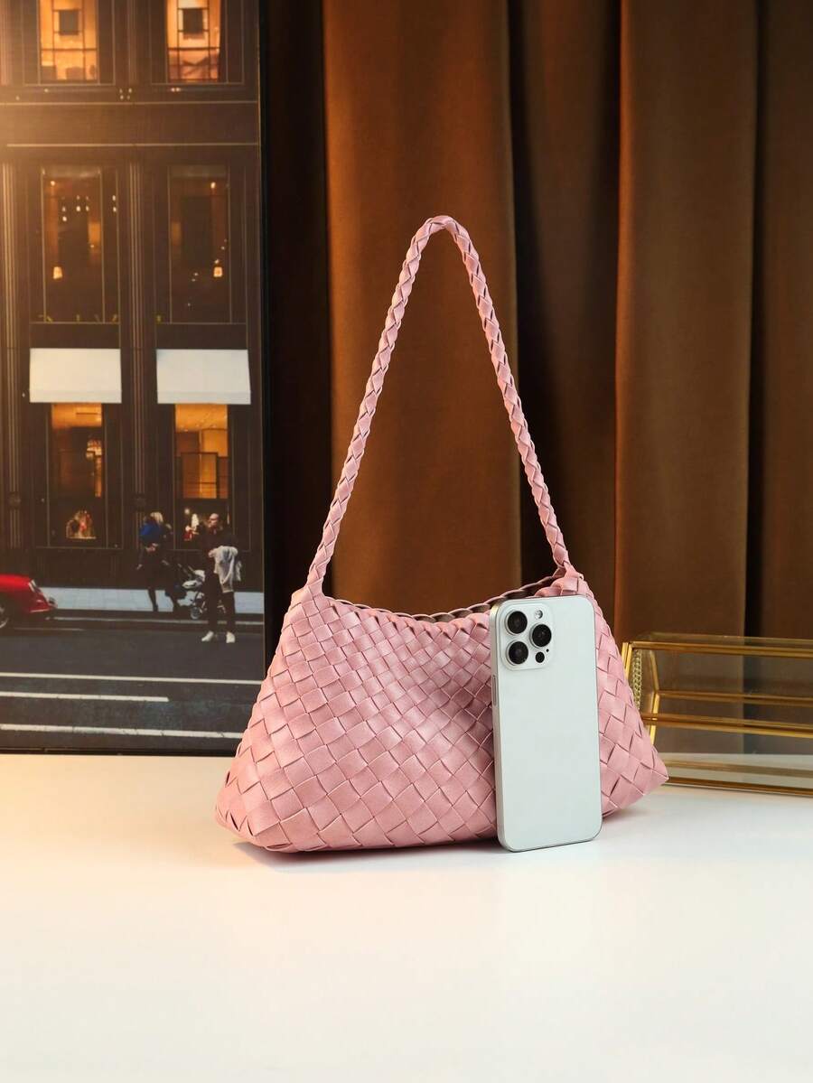 Women's Woven Shoulder Tote Bag Casual Fashion Underarm Purse Elegant Handbag 2025 New Style Commuter Office Shopping Daily Use Bag