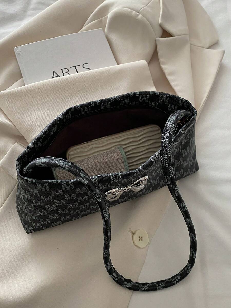 Women's Shoulder Bag With Bow Decoration Square Underarm Purse Elegant Fashion Bow Handbag Cute Casual Daily Party Outfit Accessory