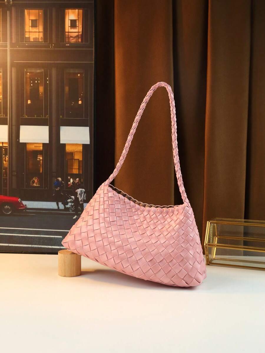Women's Woven Shoulder Tote Bag Casual Fashion Underarm Purse Elegant Handbag 2025 New Style Commuter Office Shopping Daily Use Bag