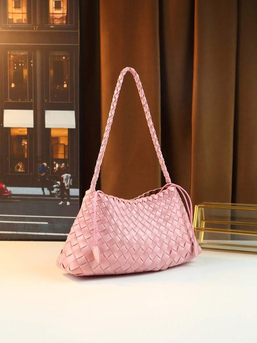 Women's Woven Shoulder Tote Bag Casual Fashion Underarm Purse Elegant Handbag 2025 New Style Commuter Office Shopping Daily Use Bag