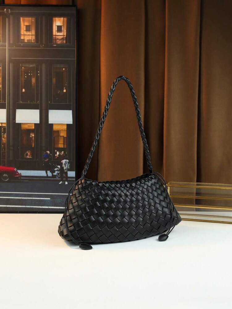 Women's Woven Shoulder Tote Bag Casual Fashion Underarm Purse Elegant Handbag 2025 New Style Commuter Office Shopping Daily Use Bag