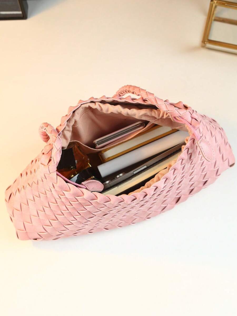 Women's Woven Shoulder Tote Bag Casual Fashion Underarm Purse Elegant Handbag 2025 New Style Commuter Office Shopping Daily Use Bag