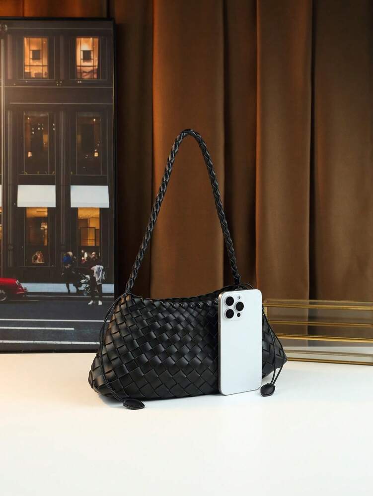 Women's Woven Shoulder Tote Bag Casual Fashion Underarm Purse Elegant Handbag 2025 New Style Commuter Office Shopping Daily Use Bag