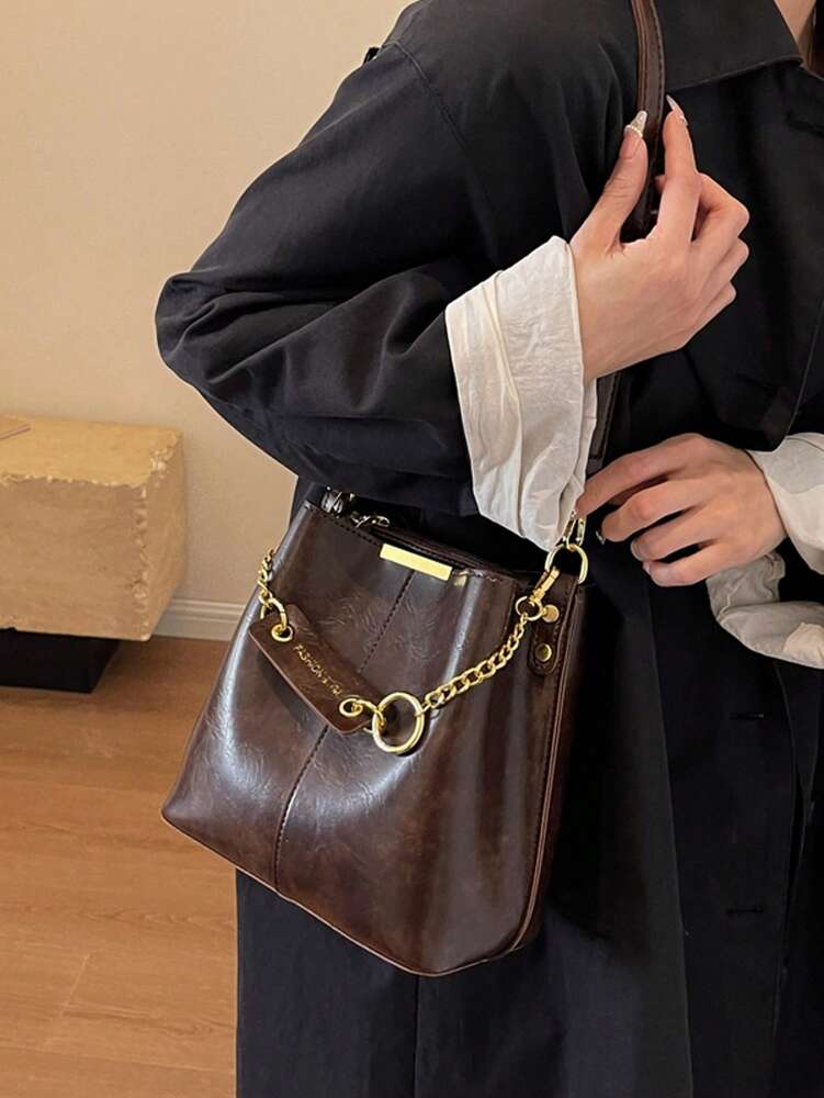 Women's Fashion Bucket Bag Unique Design Shoulder Handbag Versatile Casual Purse For College Office Work Shopping Travel Picnic Use