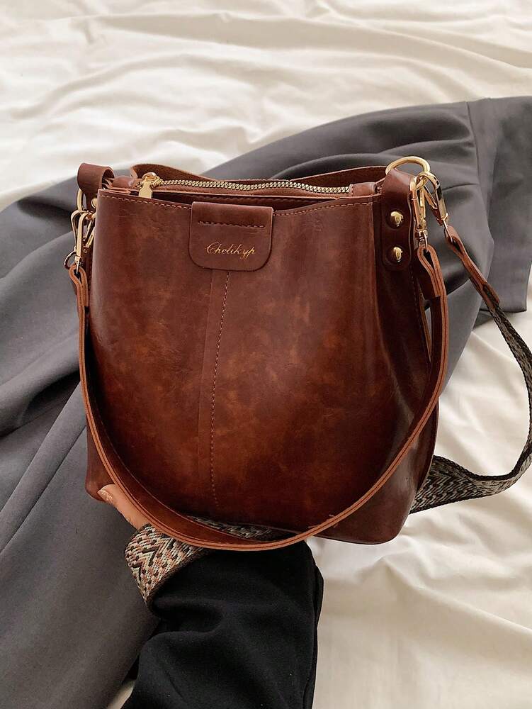 Women's Mini Solid Color PU Leather Bucket Bag Retro Summer Shoulder Handbag Casual Fashion Tote Versatile Daily Travel Party Purse