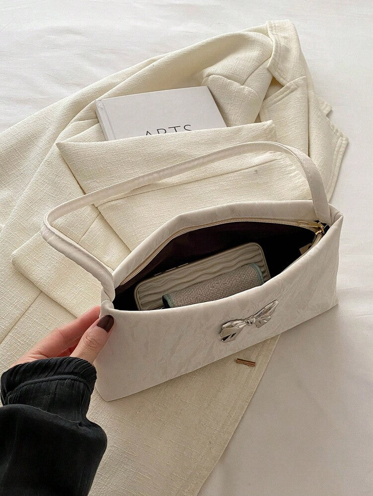Women's Shoulder Bag With Bow Decoration Square Underarm Purse Elegant Fashion Bow Handbag Cute Casual Daily Party Outfit Accessory