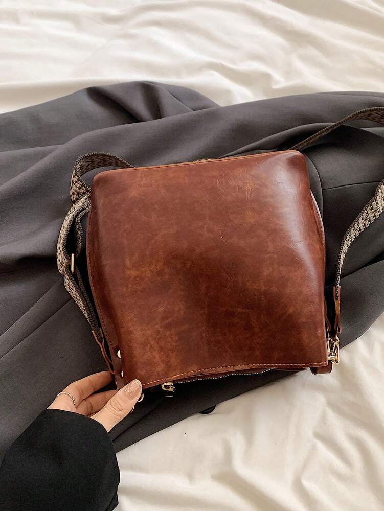 Women's Mini Solid Color PU Leather Bucket Bag Retro Summer Shoulder Handbag Casual Fashion Tote Versatile Daily Travel Party Purse