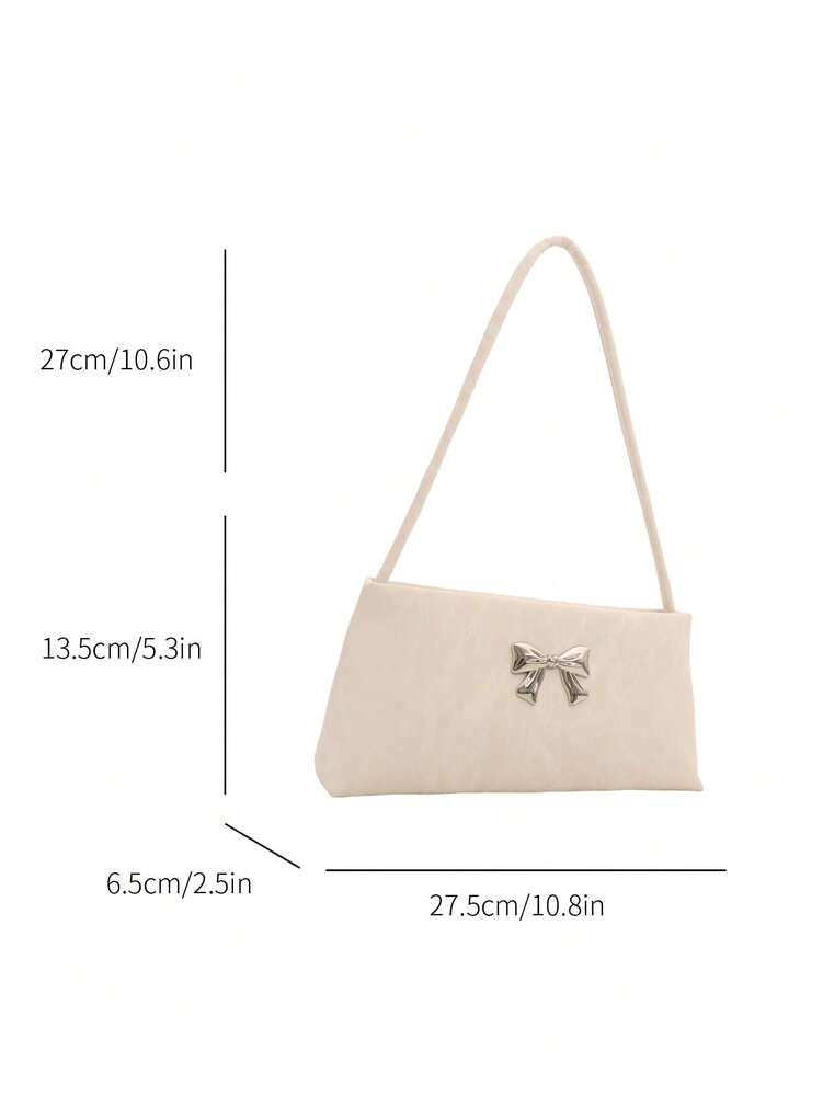 Women's Shoulder Bag With Bow Decoration Square Underarm Purse Elegant Fashion Bow Handbag Cute Casual Daily Party Outfit Accessory