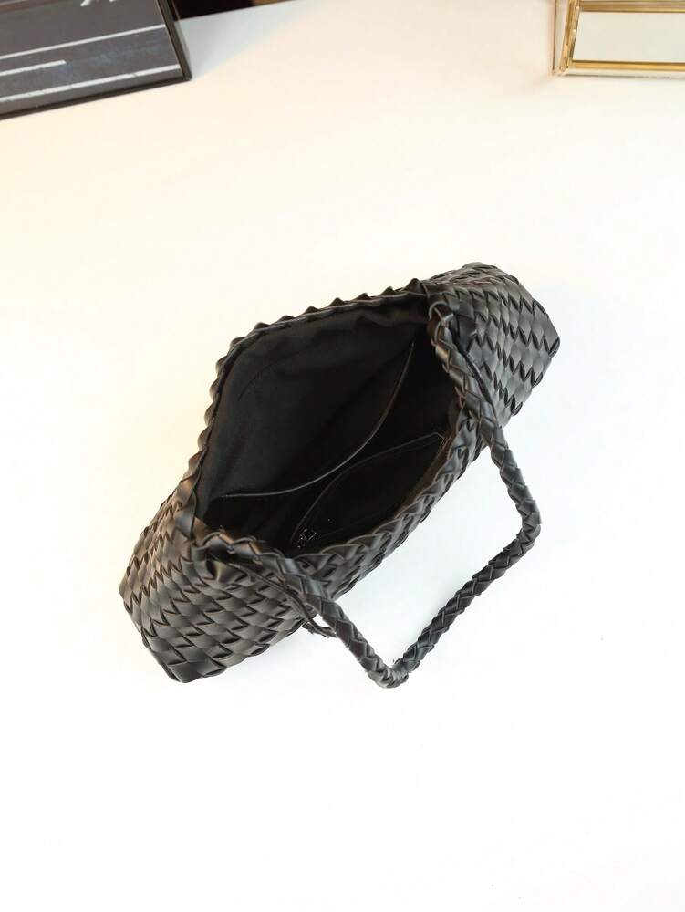 Women's Woven Shoulder Tote Bag Casual Fashion Underarm Purse Elegant Handbag 2025 New Style Commuter Office Shopping Daily Use Bag